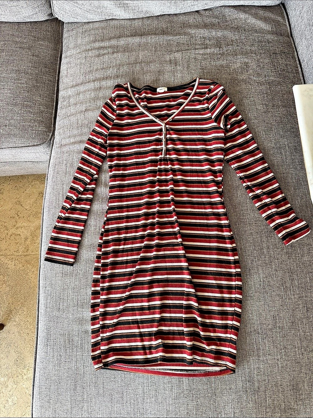 Garage Striped Mini Dress in Red & Black Size Large